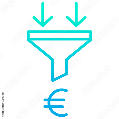 Outline gradient Euro Funnel icon