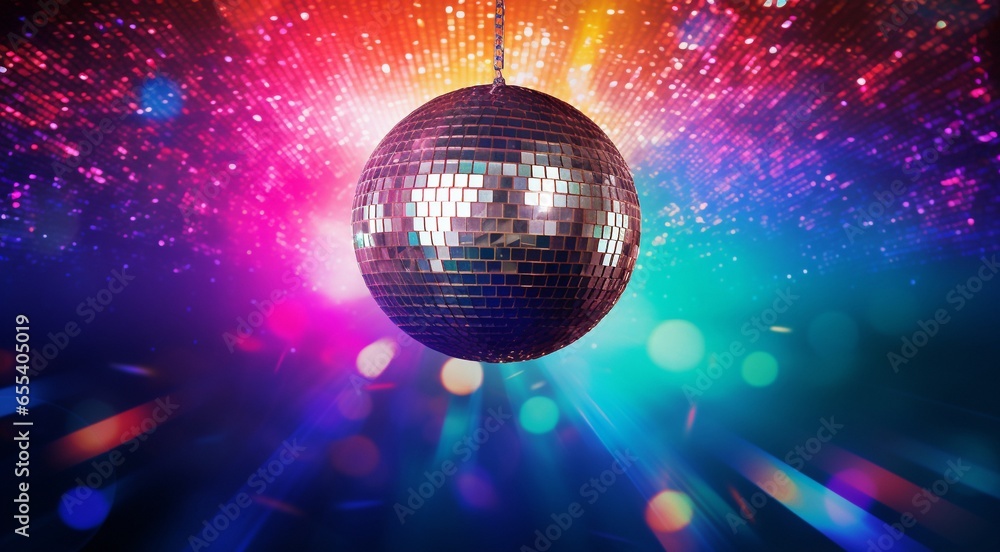disco ball with lights, disco ball and lights, disco ball on abstract colored background, disco