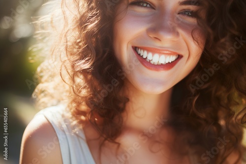 Close-up shot of a girl with beautiful teeth.