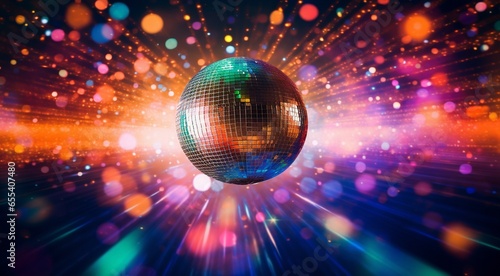 disco ball with lights, disco ball and lights, disco ball on abstract colored background, disco ball in the night club, lights in the disco