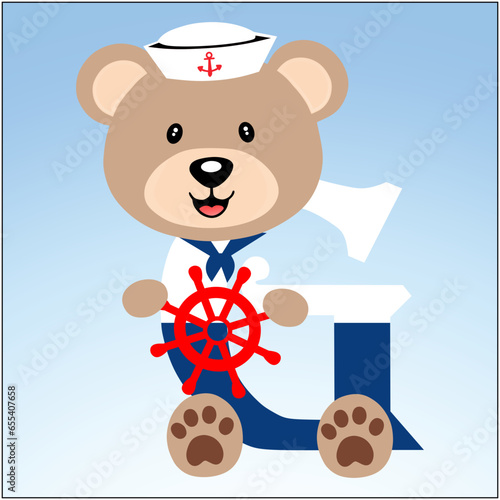 Alphabet sailor bear letter g cartoon vector