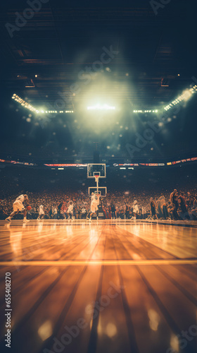 First person perspective of seeing basketball match in a luxury stadium © azone