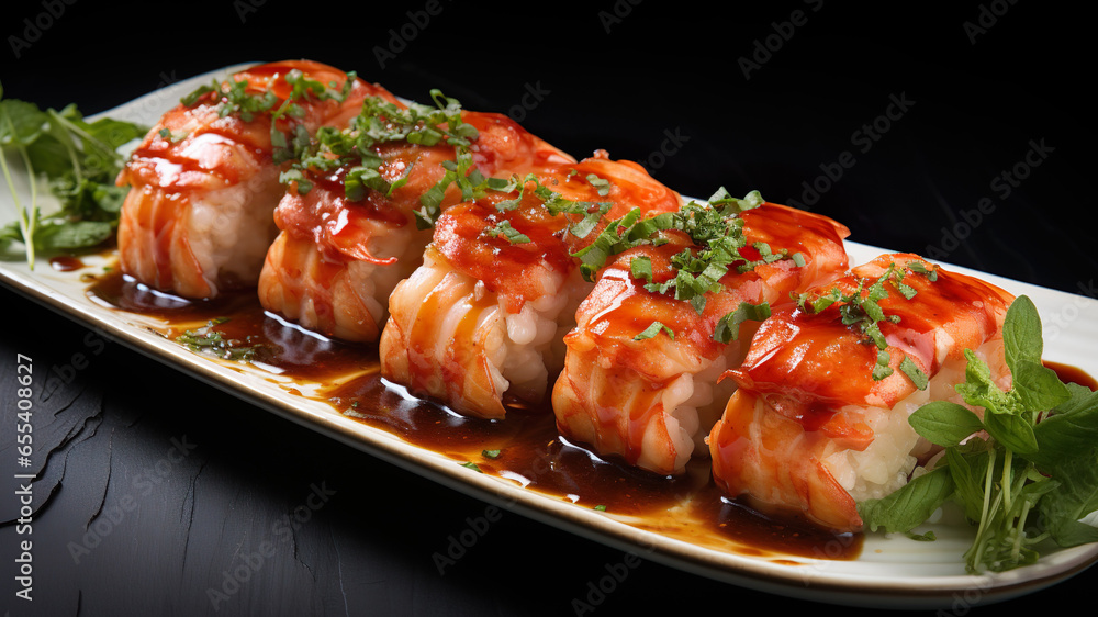 "Verlockende Kombination: Saftige Garnelen, umhüllt von herzhaftem ... "Verlockende Kombination: Saftige Garnelen, umhüllt von herzhaftem ...