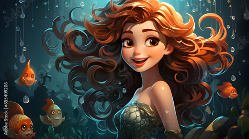 Girl underwater with fish