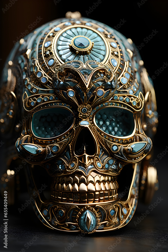 Obraz premium Skull is decorated with diamonds