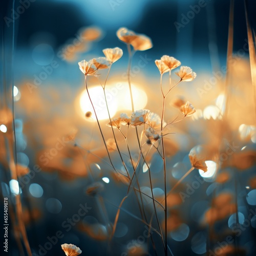 Simple golden flowers abstract photography image AI generated art