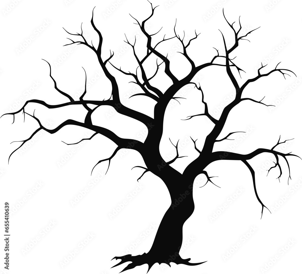 Fototapeta premium Vector graphic of horror halloween tree. Black halloween tree icon with flat design style. Suitable for content design assets