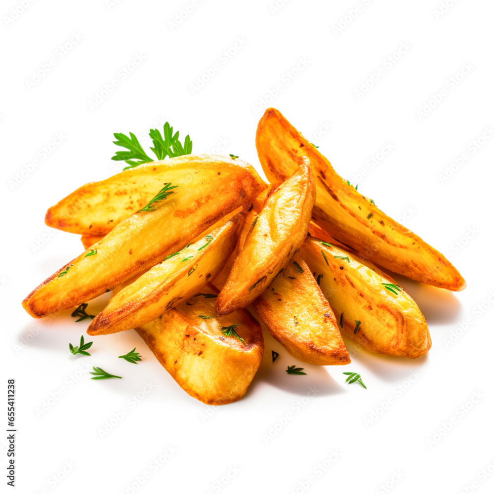 fried Potato wedges Fast food Isolated on white background fried Potato wedges Fast food Isolated on white background