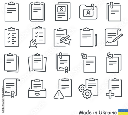 Simple vector line icons. On the topic of documents, signature, important documents, completed tasks, copy, cut, paste, and much more.