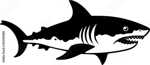 Shark - Black and White Isolated Icon - Vector illustration