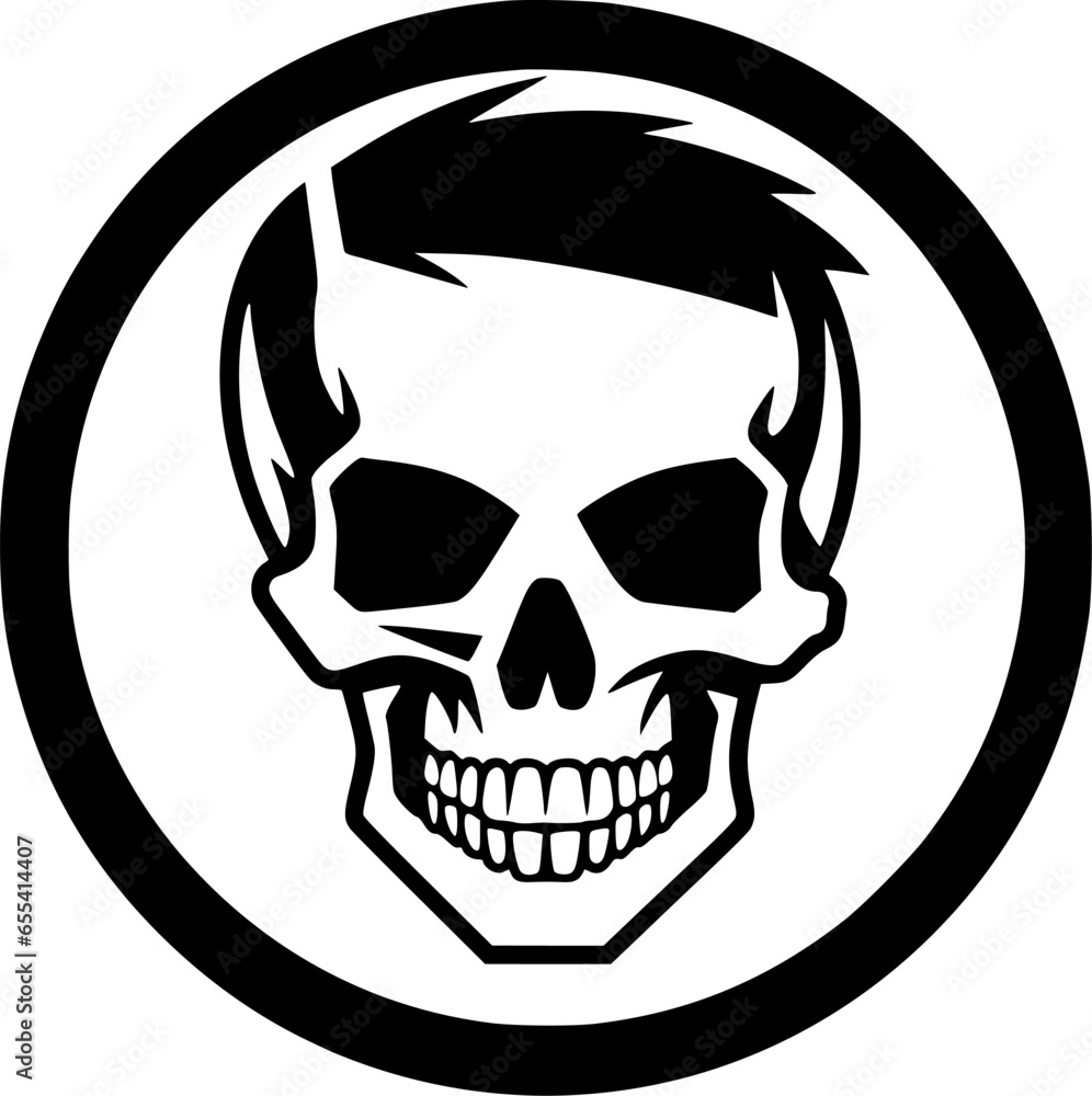Fototapeta premium Skull - Black and White Isolated Icon - Vector illustration