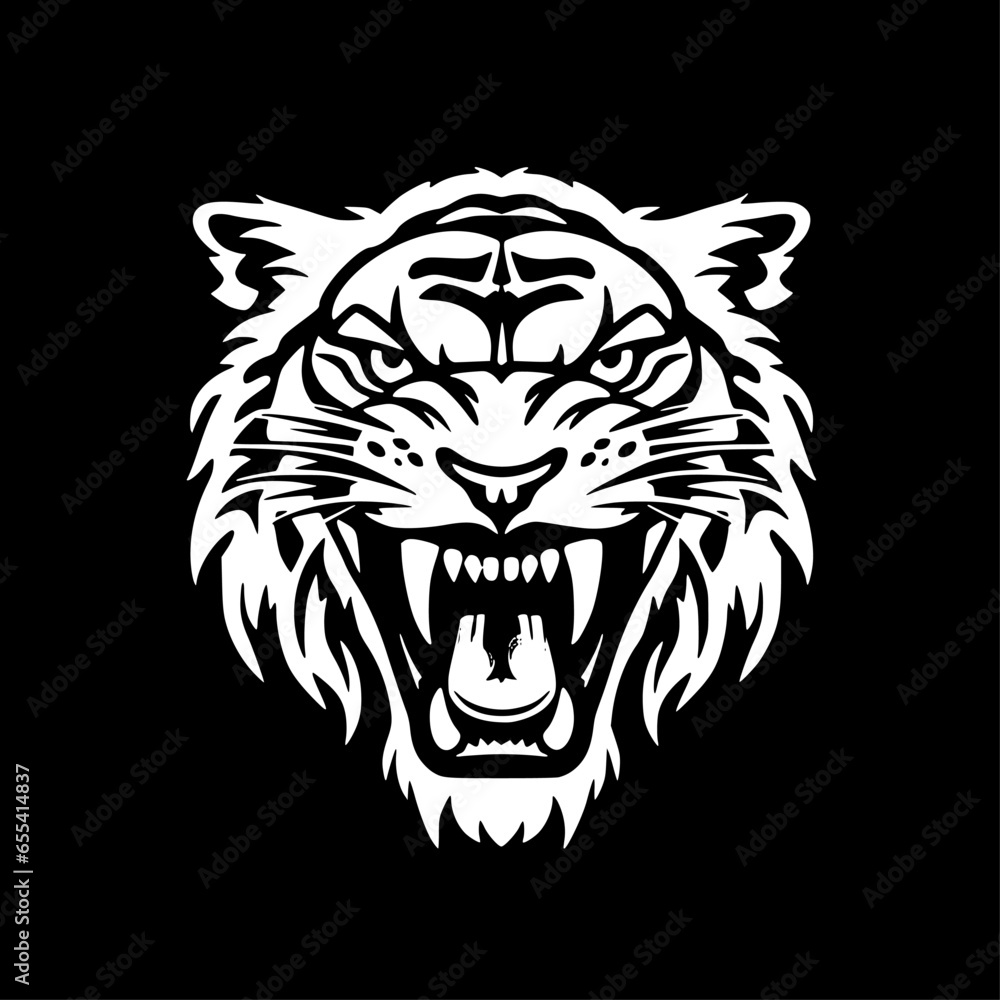 Tiger | Black and White Vector illustration Tiger | Black and White Vector illustration
