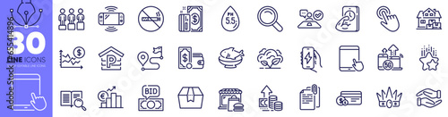 Search, Job interview and Ranking stars line icons pack. Game console, Ph neutral, Euro rate web icon. Equity, Crown, Bid offer pictogram. Cursor, Parking, Payment. Fitness, Inflation. Vector