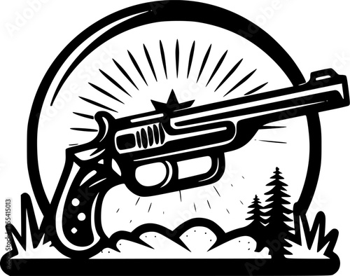 Western | Minimalist and Simple Silhouette - Vector illustration