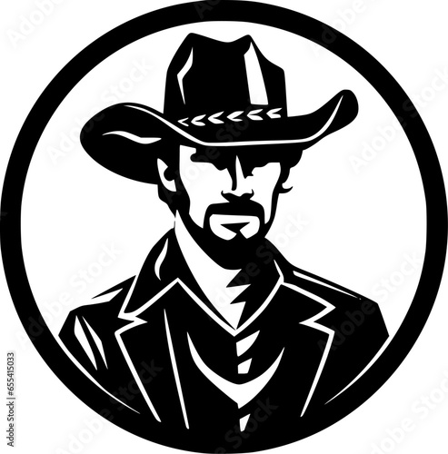 Western - Black and White Isolated Icon - Vector illustration