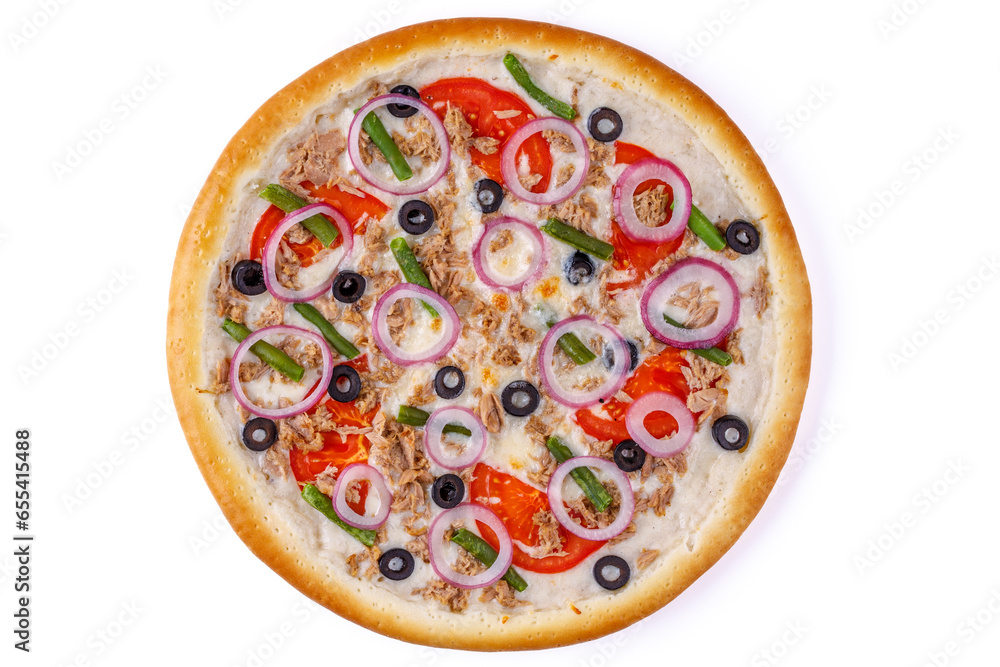 pizza with tuna on white background, food photography, studio photography 4 pizza with tuna on white background, food photography, studio photography 4