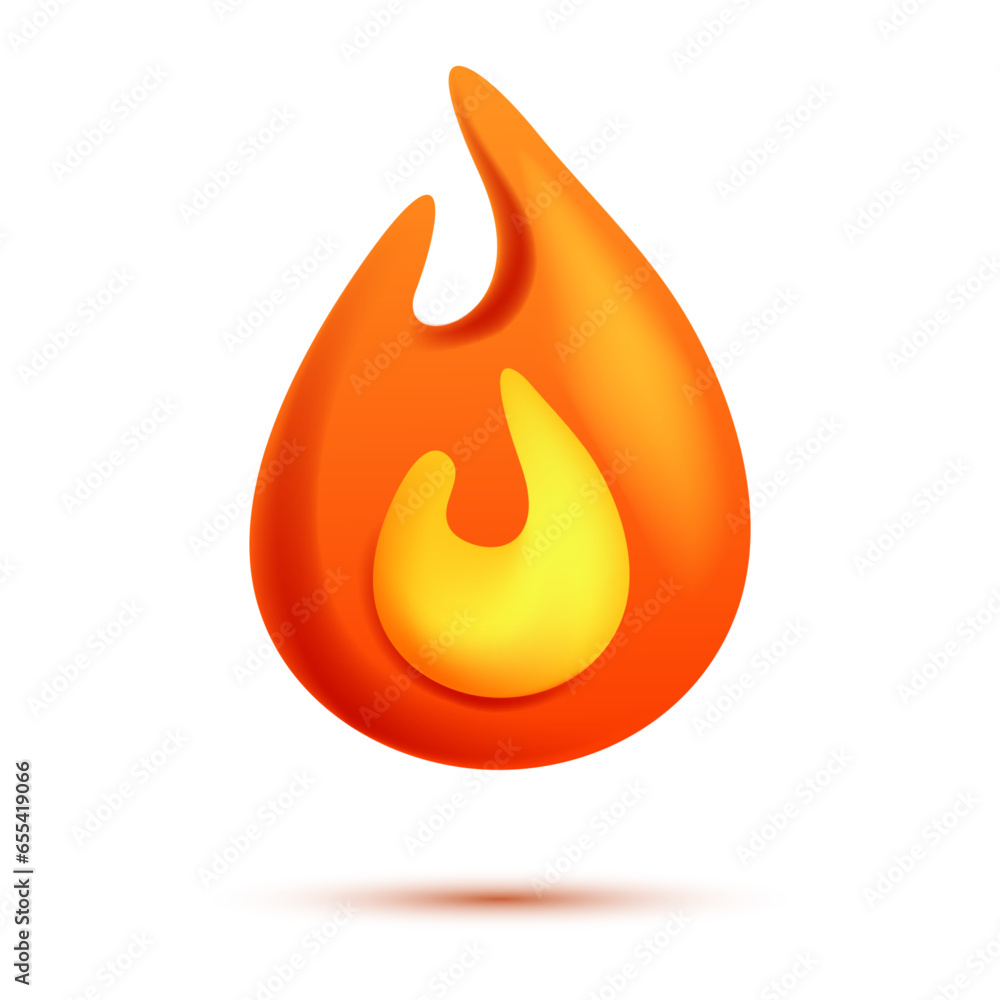 Fire flame 3d vector. Cartoon 3d isolated vector illustration Fire flame 3d vector. Cartoon 3d isolated vector illustration