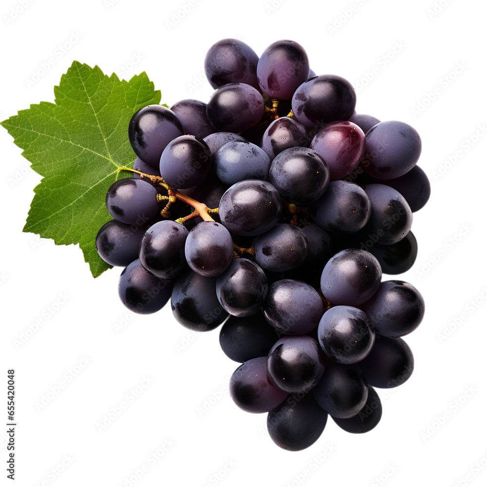 bunch of black grapes isolated on white background, ai generated bunch of black grapes isolated on white background, ai generated