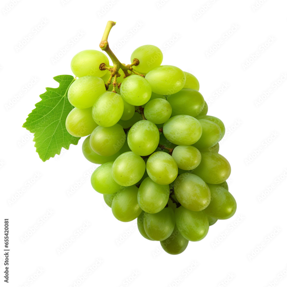 bunch of green grapes isolated on white background, ai generated bunch of green grapes isolated on white background, ai generated