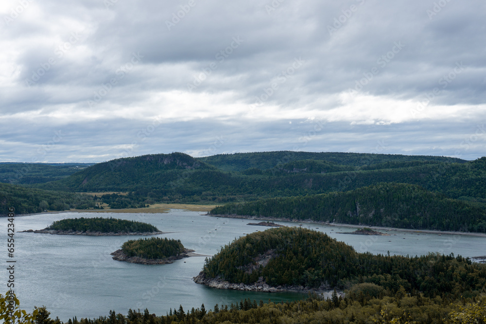 Mountains Hills and Saint-Laurent river in Scenic Quebec