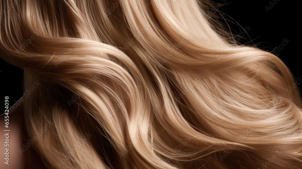 Fototapeta premium Woman with long wavy hair. Concept of hair care, hair coloring and strengthening. Feminine beauty.