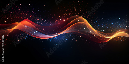 Abstract colorful background with neon waves of light