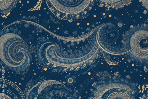 Aesthetic Waves and Starry Night Magic, Seamless Patterns