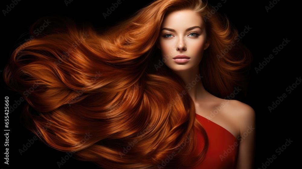 Photo of a brown-haired woman with long luxurious wavy hair. Hair care concept, hair coloring. Photo of a brown-haired woman with long luxurious wavy hair. Hair care concept, hair coloring.