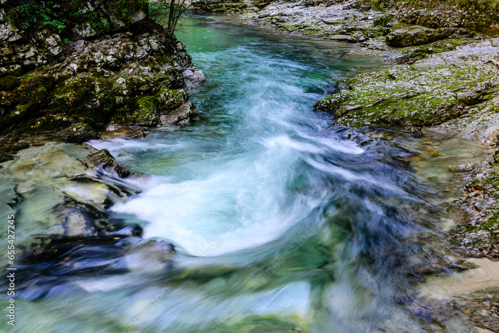 Fototapeta premium long exposure photo of a stream in the forest