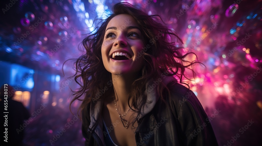 People dancing under neon lights in a lively nightclub during the night. People dancing under neon lights in a lively nightclub during the night.