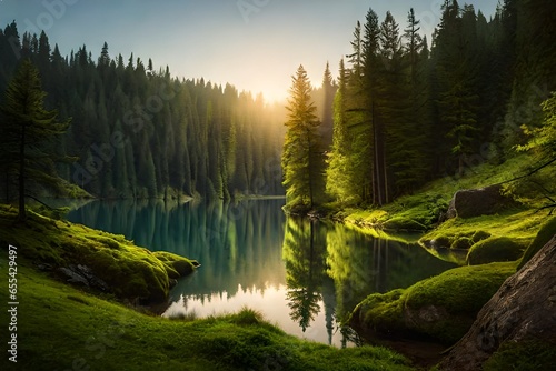  an image of a serene forest scene