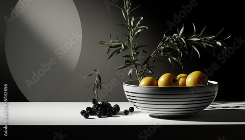 Freshness and nature on a wooden table, healthy eating indoors generated by AI