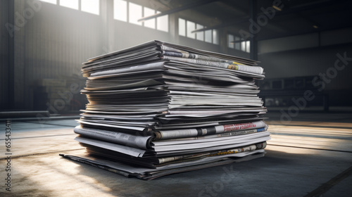 A stack of glossy newspapers photo