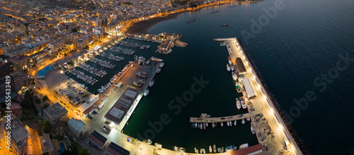 Puerto Deportivo de Mazarrón y localidad ,  vista aérea panorámica photo