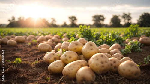 A field filled with ripe potatoes ready for harvest
