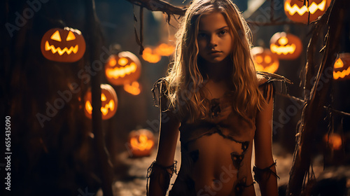 Girl in Halloween costume
