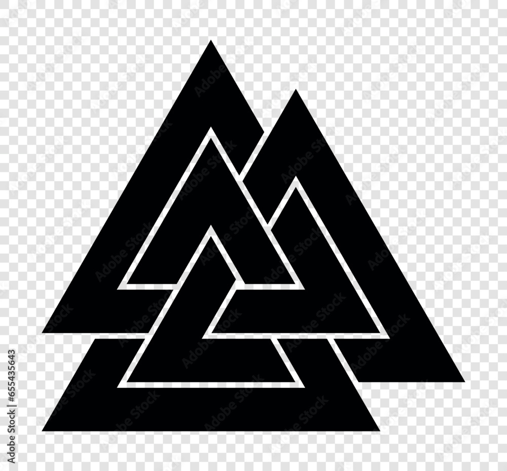 Valknut symbol vector illustration. Isolated on transparent background. Symbol of Fearlessness and bravery. Valknut symbol vector illustration. Isolated on transparent background. Symbol of Fearlessness and bravery.