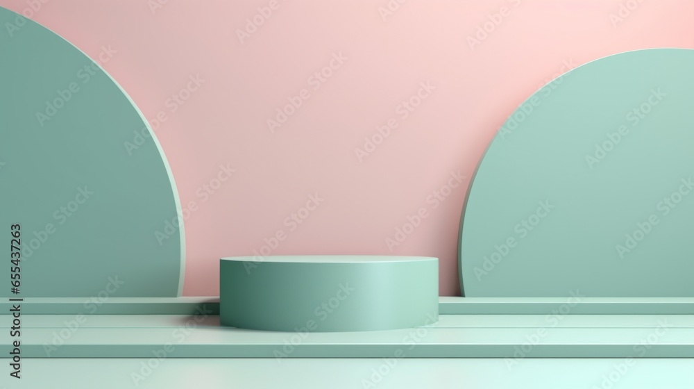 Modern Minimalism: Pastel Colored Geometric Shapes in 3D Rendering Modern Minimalism: Pastel Colored Geometric Shapes in 3D Rendering