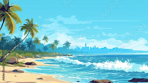 Enchanting illustration capturing the beauty of a tropycal beach photo