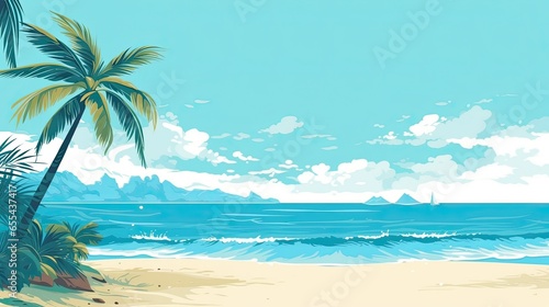 Magical illustration depicting a tropycal beach scene photo