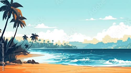 Dynamic illustration of a tropycal beach landscape photo