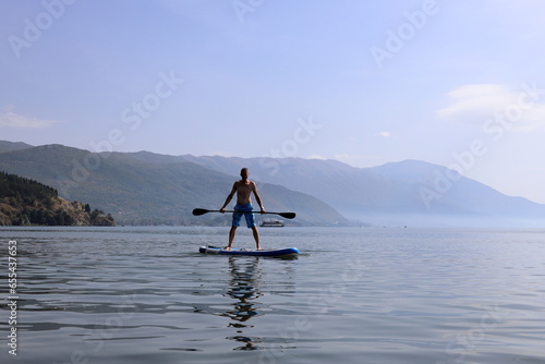 Standup paddleboarding (SUP) at Ohrid lake