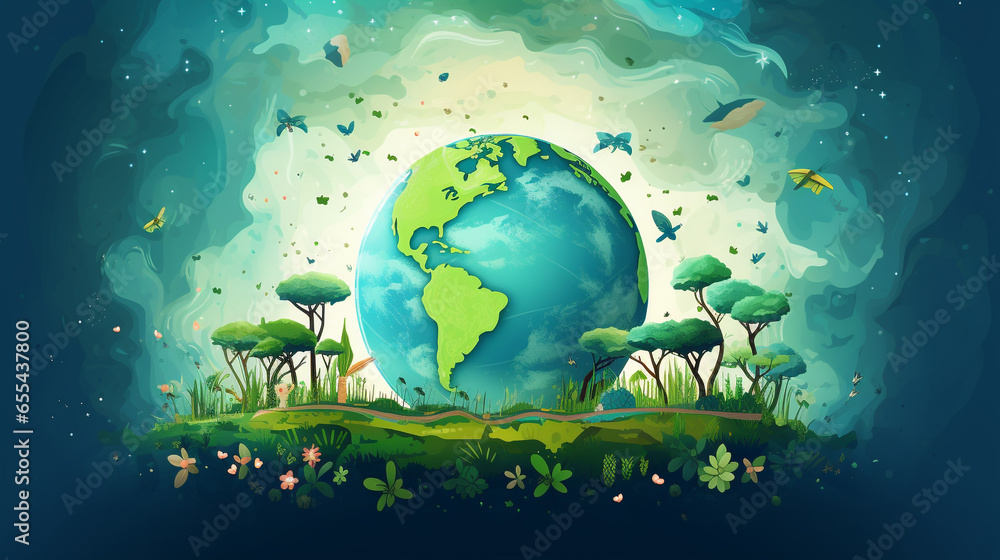 Obraz premium Earth Day. International Mother Earth Day. Environmental problems and environmental protection, copy space,