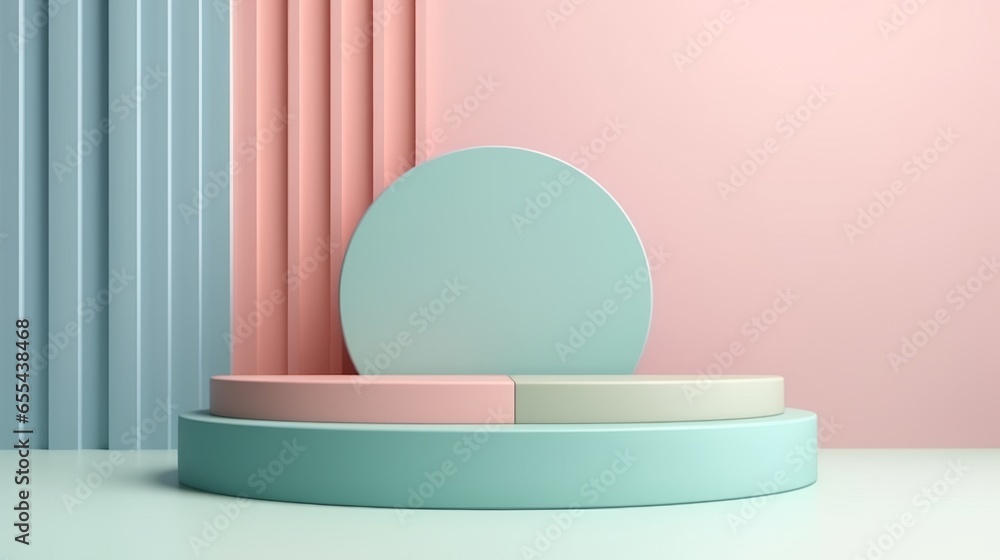 Modern Minimalism: Pastel Colored Geometric Shapes in 3D Rendering Modern Minimalism: Pastel Colored Geometric Shapes in 3D Rendering