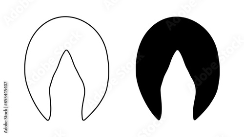 Horse, mustang or pony hoof footprint. Silhouette, contour. Vector isolated on white. Traces of deer, donkey, roe deer, fallow deer, pig, giraffe, cow, goat, sheep elk antelope Icon Print zoo