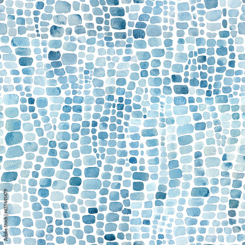 Abstract crocodile reptile scales watercolor seamless pattern © Olga