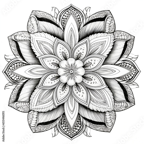 Mandala style floral adult coloring book, clean line art, fine line art, adult activity book, high quality, 300dpi, hight resolution