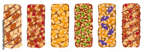 Nutritious Assortment Of Granola Bars, Packed With Wholesome Ingredients Like Oats, Nuts, And Dried Fruits