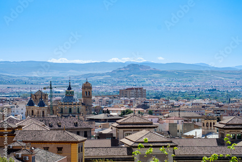 Panoramic view of city center in Granada, Spain