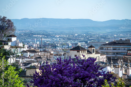 Panoramic view of city center in Granada, Spain